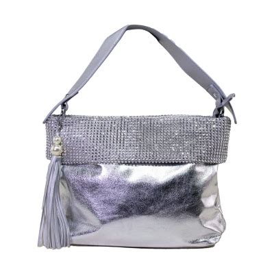 MAILEA Cartera Brillo Strass Plata Falabella