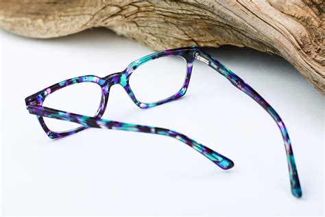 Floral Blue Geek Chic Square Geometric Eyeglasses 17355