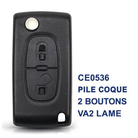 Coque De Clé Compatible Peugeot Citroen 2 Boutons Ce0536 Lame Va2