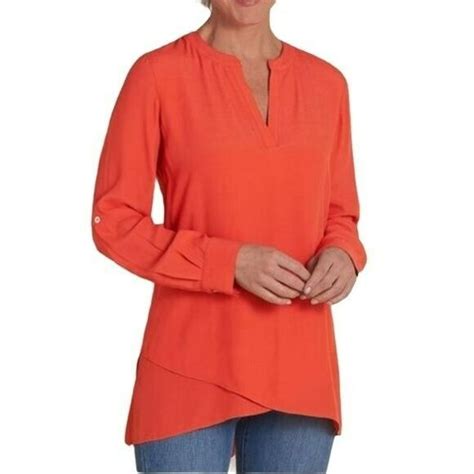 Soft Surroundings Asymmetrical Lagenlook Tunic Coral Gem