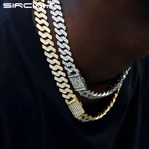 Cuban Link Chain Silver Iced Cuban Link Chain Men Silver Hiphop