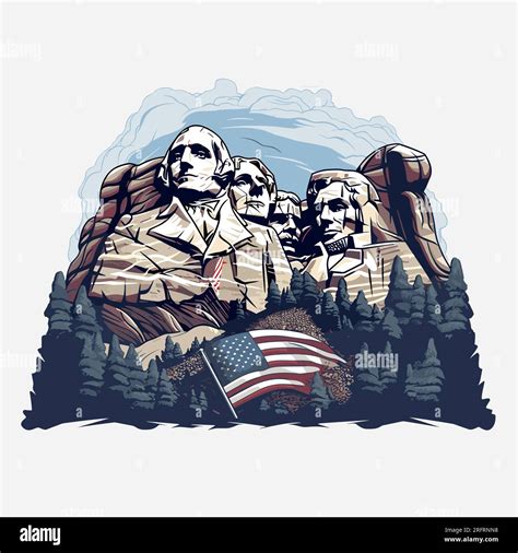 Mount Rushmore hand-drawn comic illustration. Mount Rushmore. Vector ...