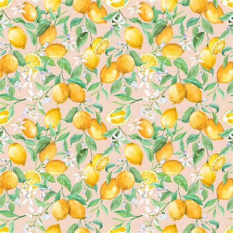 Premium Photo Watercolor Lemon Seamless Pattern Ripe Citruses On