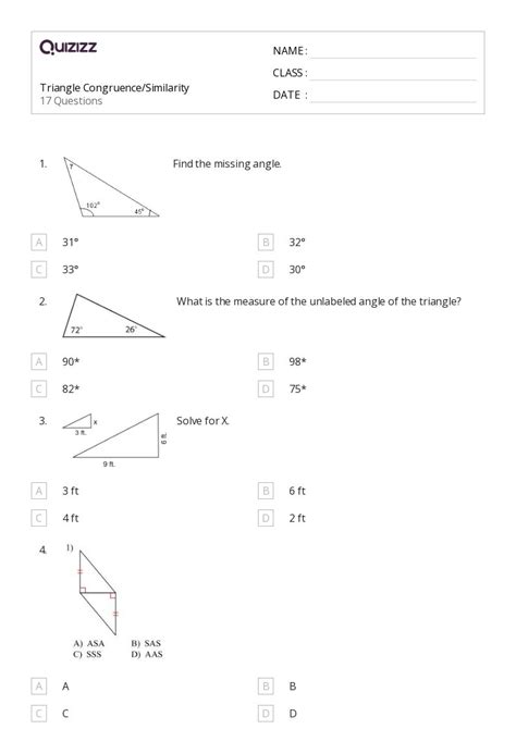 Congruence Worksheets On Quizizz Free Printable