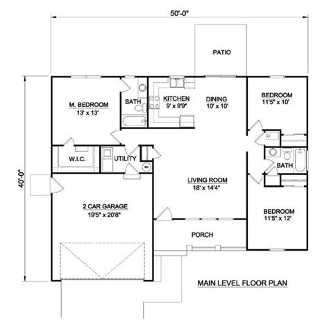 Affordable Home Plan Simple House Floor Plan In A Basic Ranch Design