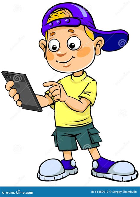 Boy Child Kid Cartoon Character Reading A Book Vector Illustration ...