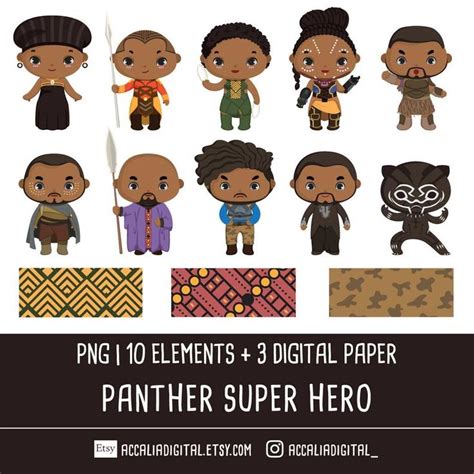 Panther Clip Art Hero Png Africa Clipart Warrior Clipart Superhero Sticker Birtday Party