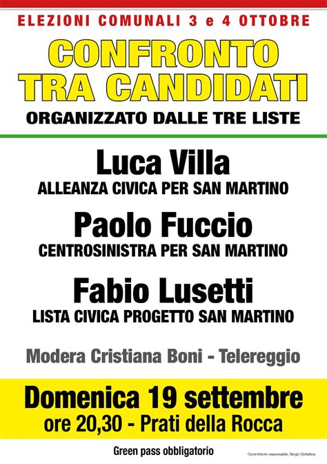 Serata Confronto Tra I Candidati Sindaco Di San Martino In Rio