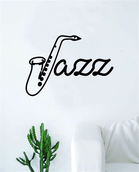 A Wall Decal With The Word Fazza On It And A Saxophone Sticker