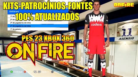 PRÉVIA PES 23 XBOX 360 ONFIRE 4 5 KITS PATROCÍNIOS FONTES 100