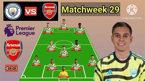 Manchester City Vs Arsenal ~ Potential Line Up Arsenal Matchweek 29