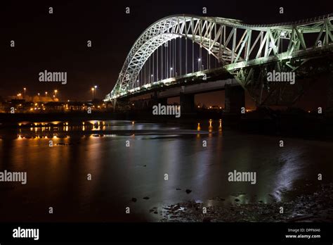 The Silver Jubilee Bridge Also Known As The Runcorn Bridge In Cheshire