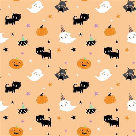 Premium Vector Halloween Elements Seamless Pattern