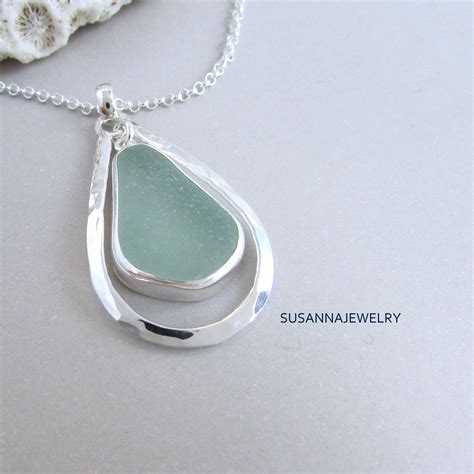 Sea Glass Necklace Handmade In 925 Sterling Silver A Maine Gift For