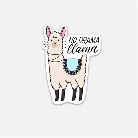 Llama Vinyl Stickers Cute Llama Sticker No Drama Llama Sticker