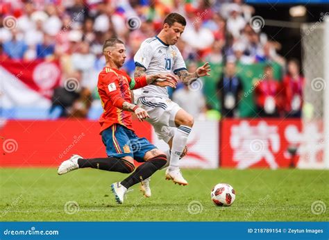 Spain National Football Team Centre-back Sergio Ramos in Tackle Against ...