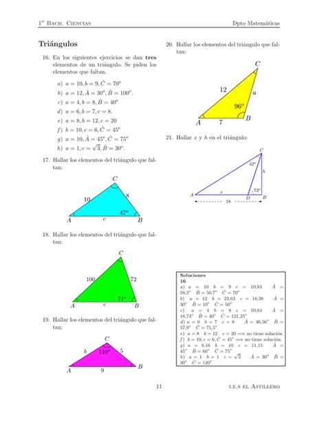 Ejercicios Hojas A De Trigonometr A Para Imprimir