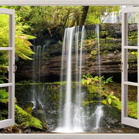 Waterfall Wall Art 3d Window Waterfall Vinyl Wall Decal For Etsy