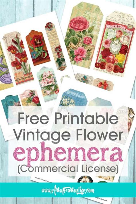 Free Vintage Flowers Printable Ephemera Artsy Fartsy Life