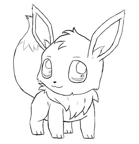 Kawaii Eevee Para Colorear Imprimir E Dibujar Coloringonly