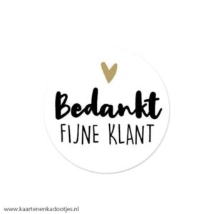 5 Stickers Rond 50 Mm Bedankt Fijne Klant Wit Zwart Goudfolie Kaarten