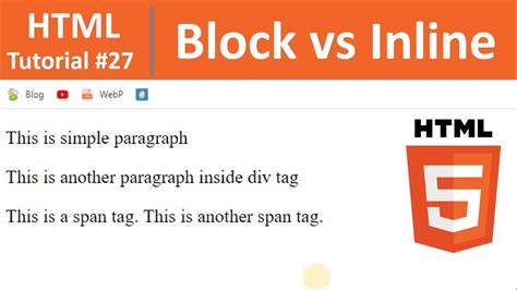 HTML Tutorial 27 Block Vs Inline Elements In HTML Display Values