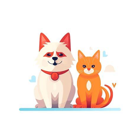 Um cão de desenho animado e um gato sentados juntos imagem Premium