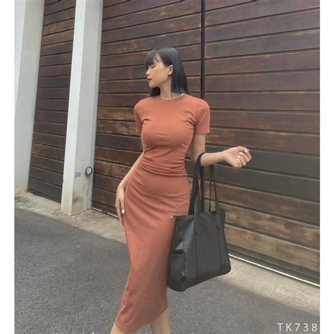 HÀNG THIẾT KẾ CAO CẤP Đầm Body Thun Tay Ngắn Nhún Eo Tôn Dáng Màu Nude Shopee Việt Nam