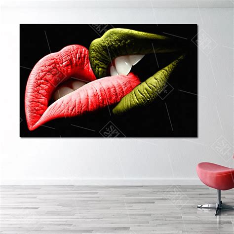 Modern Hd Print Pop Art Canvas Painting Sexy Colorful Lips Kiss Wall Art Pictures For Living