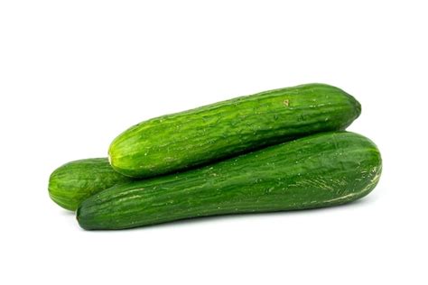 Premium Photo The Fresh Green Cucumbers Isolated On The White Background