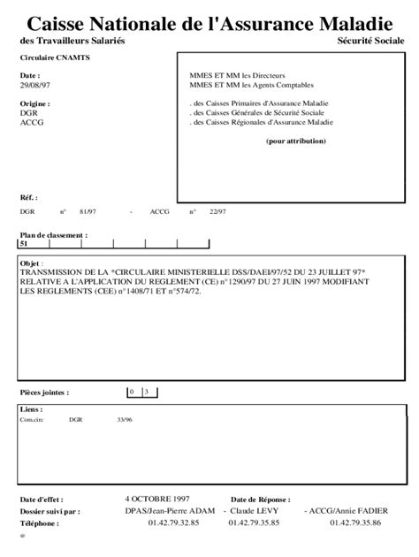 Remplissable En Ligne Circulaire De La CNAMTS Faxer Email Imprimer