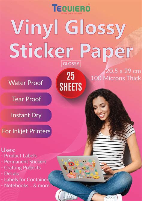 Photo Sticker Sheet Pearl Gloss Waterproof Vinyl Sticker Paper For