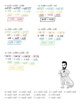 Adding And Subtracting Radical Expressions Joke Worksheet 2 With Answer Key