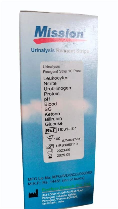 Mission Urinalysis Reagent Strips Parameter Urinalysis Parameter