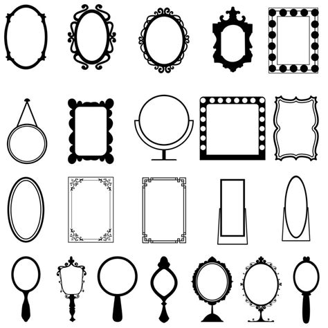 Mirror Icon Vector Set Hand Mirror Illustration Sign Collection