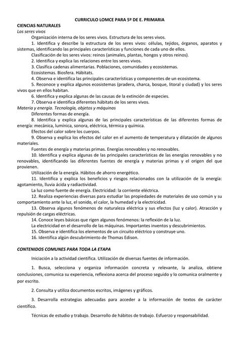 Pdf Curriculo Lomce Para De E Primaria Pdf Filelos Seres Vivos