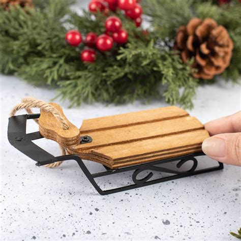 Old Fashioned Wooden Sled Ornament Table Decor Christmas And Winter