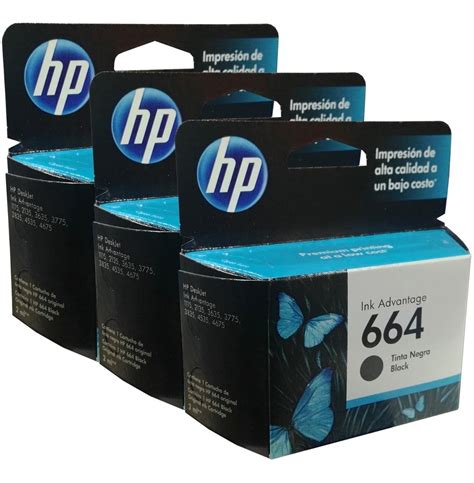 Combo 3 Cartucho Tinta Hp 664 Negro F6v29al Originales 1115 Envío gratis