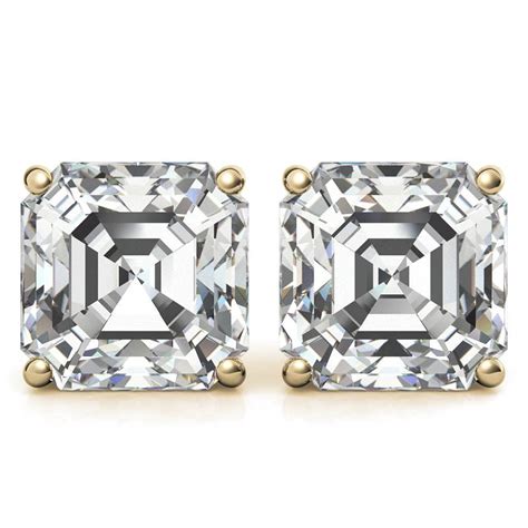 Low Profile Asscher Moissanite Basket Stud Earrings Ear215 Ash