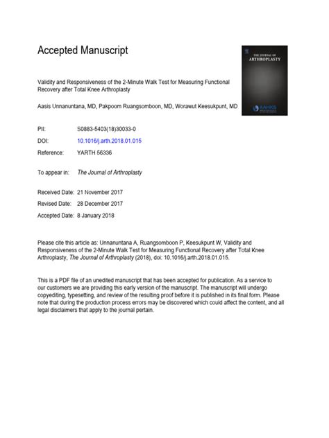Validity And Responsiveness Of The Two Minute Walk Test For Measuring