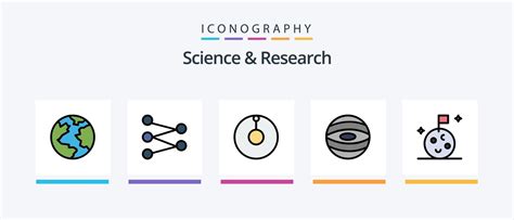 Science Line Filled Icon Pack Including Galaxy Led Creative Icons