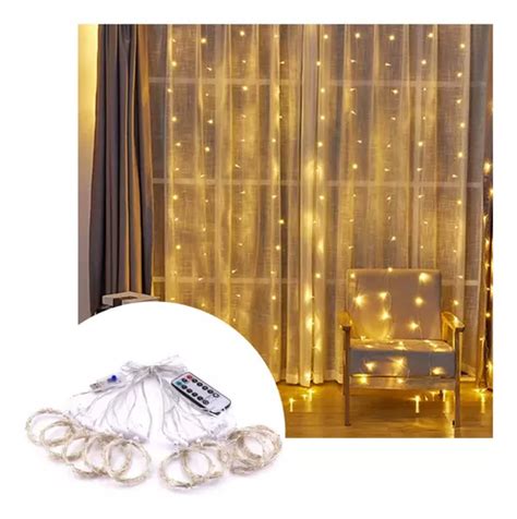 3 Cortinas Serie Luces 100 Led Decorativas Usb 8 Modelo 3x1m Color De