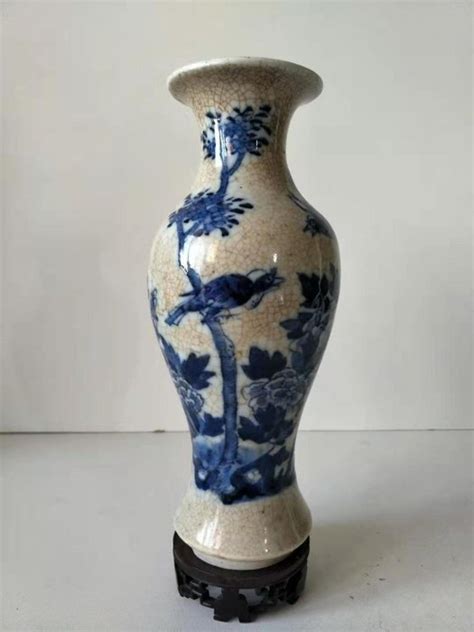 Vase Bleu Et Blanc Porcelaine Fleurs Oiseau Chine Catawiki