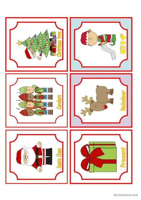 Christmas Flashcards Vocabulary Flas English Esl Worksheets Pdf And Doc