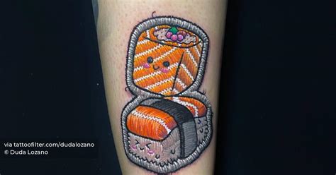 Sushi patch tattoo done on the forearm.