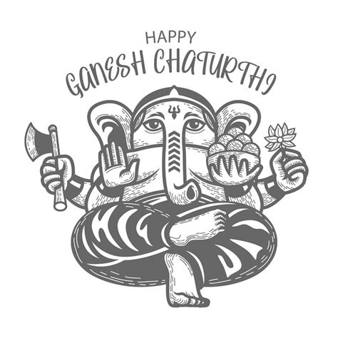 Premium Vector Hand Drawn Illustration Of Ganesh Chaturthi Line