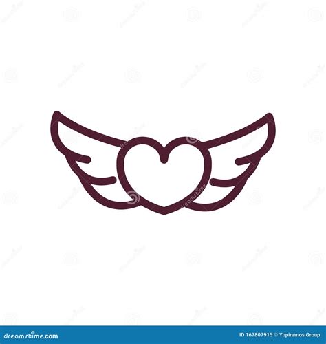 Happy Valentines Day Wings Hearts Love Romantic Feeling Icon Thick Line