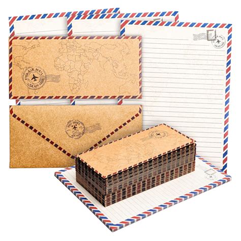 Buy Pack Vintage Style Airmail Stationery Set Lined Paper Sheets