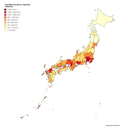 Population Density by Japanese Prefecture - [OC] : r/Maps