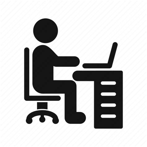 Office Using Laptop Working Workspace Icon